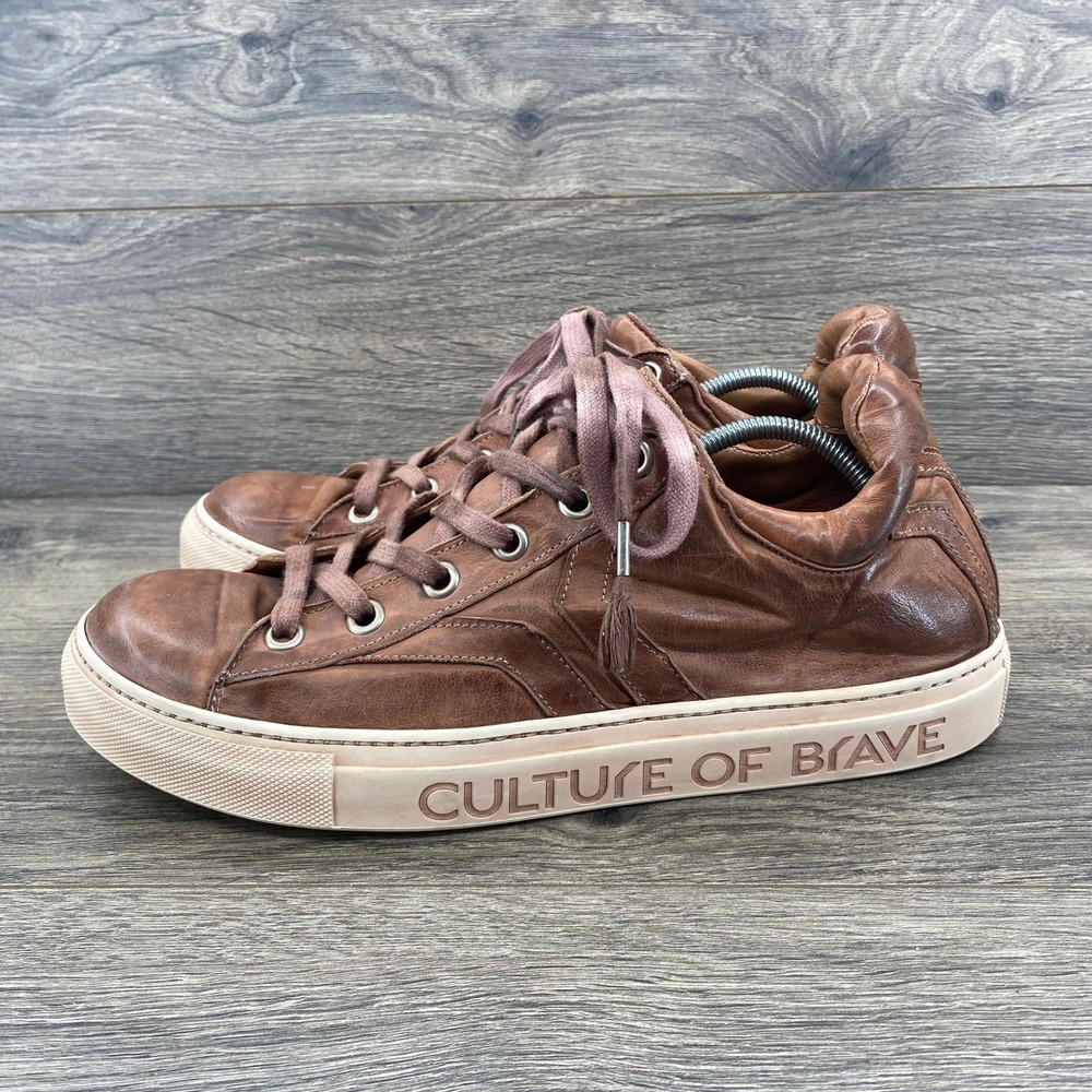 Culture of Brave Sneakers Mens 43 Brown Leather Low Top Made in Italy F1057
